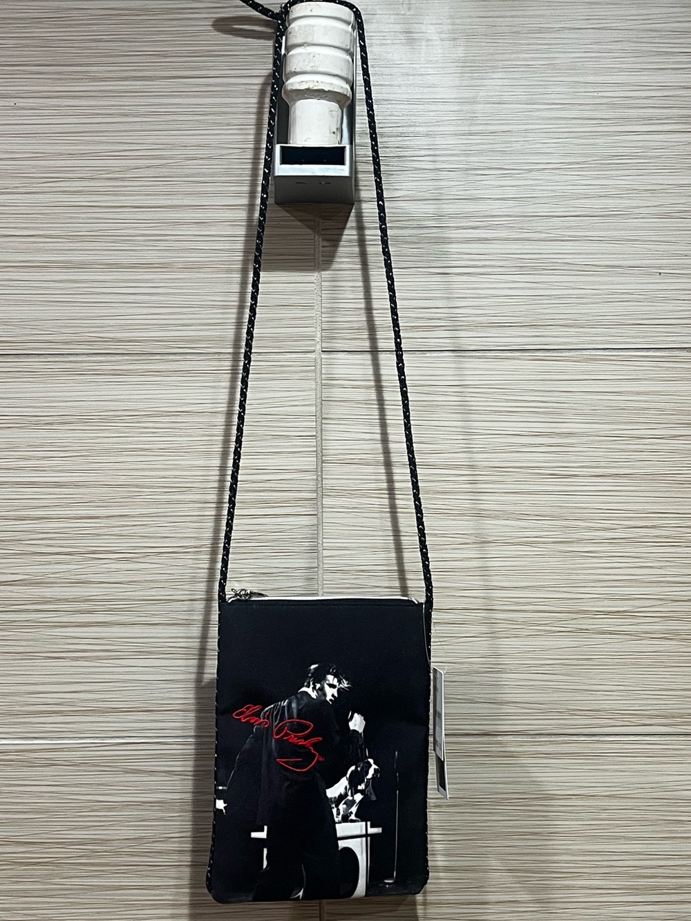 Elvis Presley Black Graphic Crossbody Bag with Red Script - Picture 1 of 7